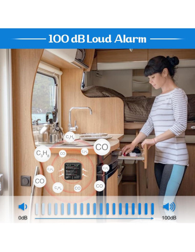 Detector de Monóxido de Carbono y Gas Propano Briidea 12V