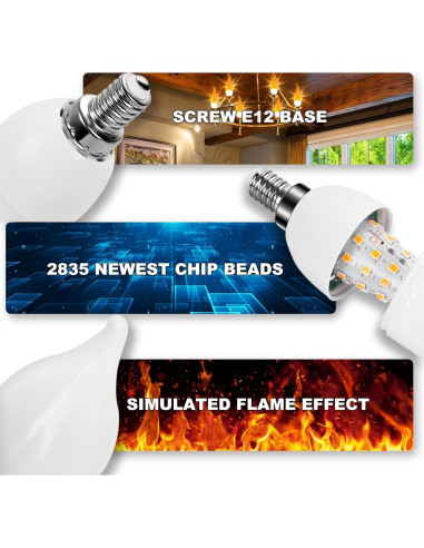 Bombillas LED E12 Efecto Llama Kestnsee - 2 Paquete 3W