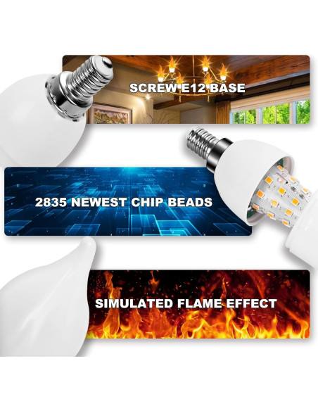 Bombillas LED E12 Efecto Llama Kestnsee - 2 Paquete 3W Bombillas LED E12 Efecto Llama Kestnsee - 2 Paquete 3W