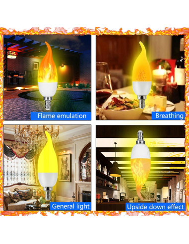 Bombillas LED E12 Efecto Llama Kestnsee - 2 Paquete 3W