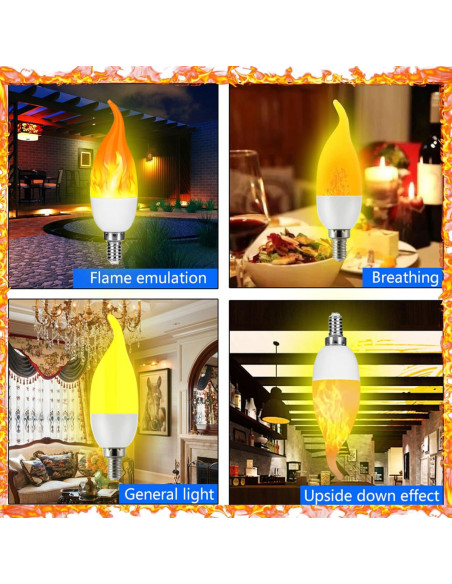 Bombillas LED E12 Efecto Llama Kestnsee - 2 Paquete 3W Bombillas LED E12 Efecto Llama Kestnsee - 2 Paquete 3W