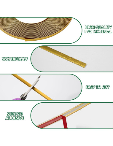 Moldura Autoadhesiva Flexible 20ft Oro Mate JSIWOTH