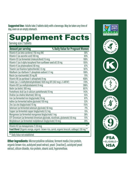 MegaFood Baby & Me 2 Multivitamínico Prenatal 60 Tabletas MegaFood Baby & Me 2 Multivitamínico Prenatal 60 Tabletas