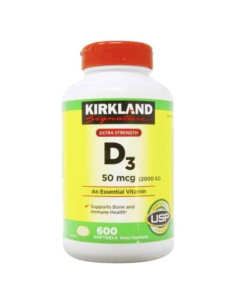 Vitamina D3 2000 I.U. Kirkland Signature 600 Gelatinas Blandas