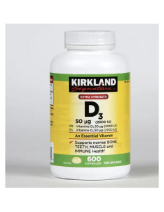 Vitamina D3 2000 I.U. Kirkland Signature 600 Gelatinas Blandas 2