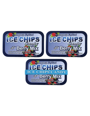 Caramelos Ice Chips Xylitol 150 g Mezcla de Bayas - Paquete de 3