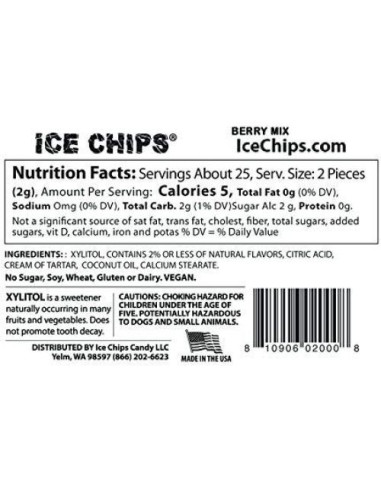 Caramelos Ice Chips Xylitol 150 g Mezcla de Bayas - Paquete de 3