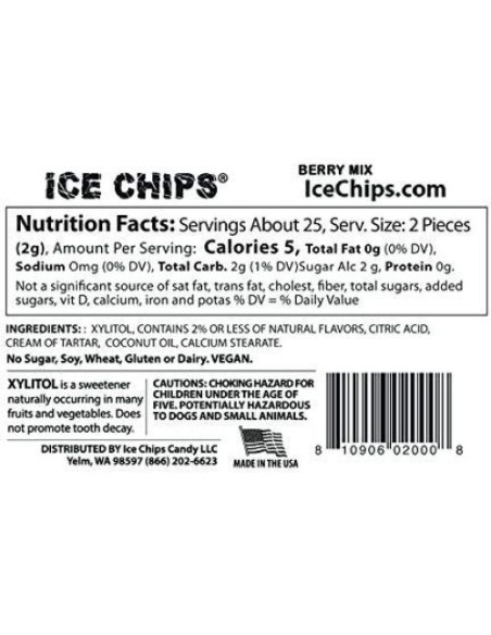 Caramelos Ice Chips Xylitol 150 g Mezcla de Bayas - Paquete de 3