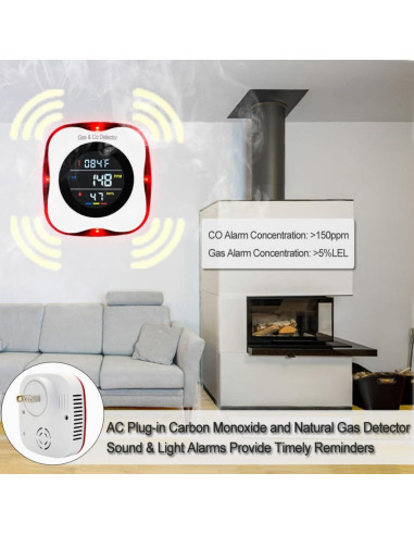 Detector de Monóxido de Carbono y Gas Natural CHENGHEM 4 en 1