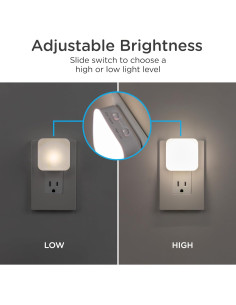 Luces Nocturnas LED Dimmables Jasco, 2 Paquete, Sensor Crepúsculo 2