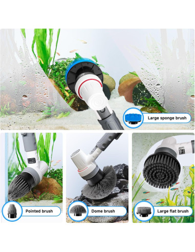 Kit de Limpieza Eléctrico AQQA 8 en 1 para Acuarios IPX9