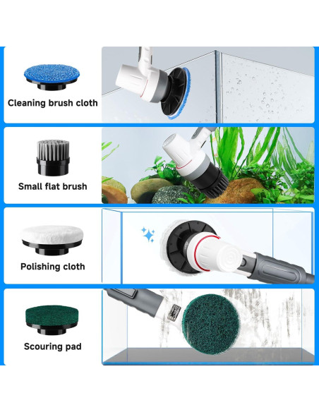 Kit de Limpieza Eléctrico AQQA 8 en 1 para Acuarios IPX9
