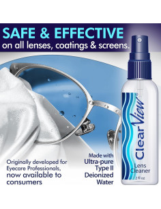 Kit Limpiador de Lentes Clear View - 1 Botella 236.6 ml + 2 Botellas 59.1 ml + 4 Paños Microfibra 2