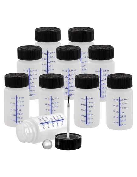 Paquete de 10 Botellas Vacías 60ml Yuanwovv con Brocha y Canica