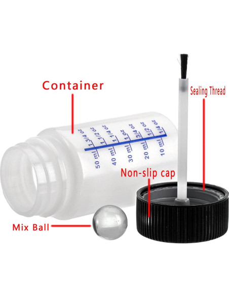 Paquete de 10 Botellas Vacías 60ml Yuanwovv con Brocha y Canica