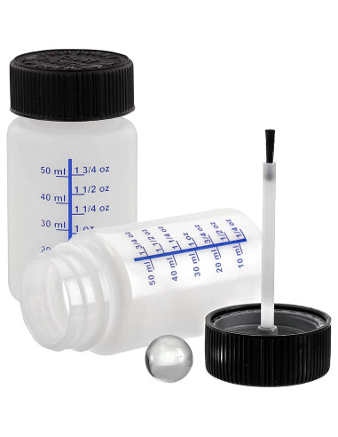 Paquete de 10 Botellas Vacías 60ml Yuanwovv con Brocha y Canica