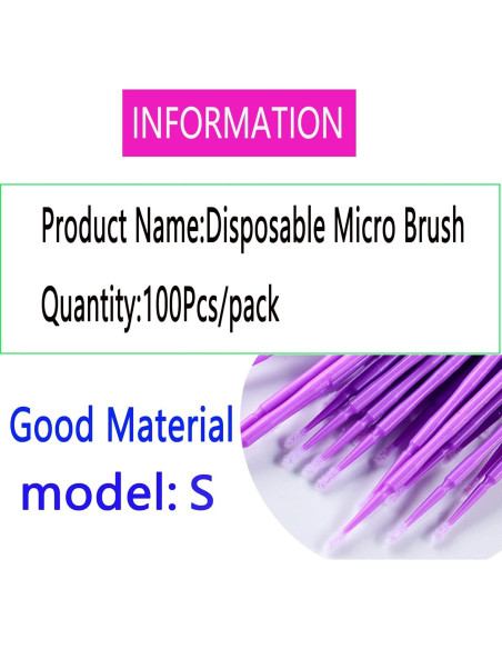 100 Pinceles de Retoque Automotriz Yuanwovv 1.5mm Púrpura