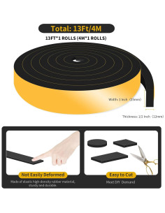 Burlete Aislante Acústico MIKONIYA 4m Negro Caucho CR 2