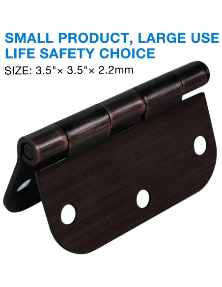 18 Bisagras de Puerta KIW Bronce Aceitado 3.5" Redondeadas