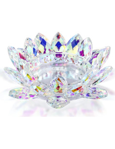 Portavelas de Cristal Loto QFkris 18.5 cm Decoración Mesa 2