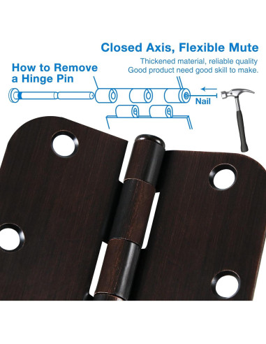 18 Bisagras de Puerta KIW Bronce Aceitado 3.5" Redondeadas