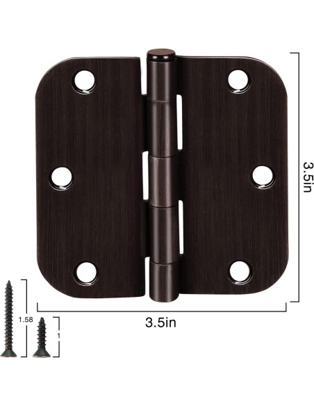 18 Bisagras de Puerta KIW Bronce Aceitado 3.5" Redondeadas