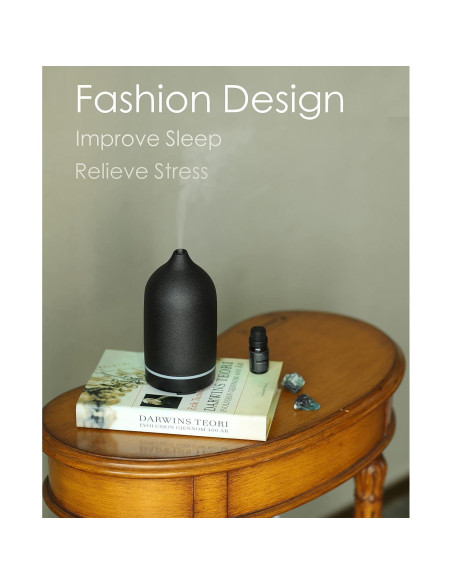 Difusor de Aceite Esencial ENILYM Cerámica Negro 100ml