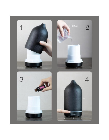 Difusor de Aceite Esencial ENILYM Cerámica Negro 100ml