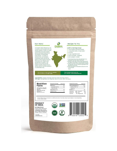 Polvo de Moringa Orgánico 226g - SHOPOSR, 100% Crudo y Natural
