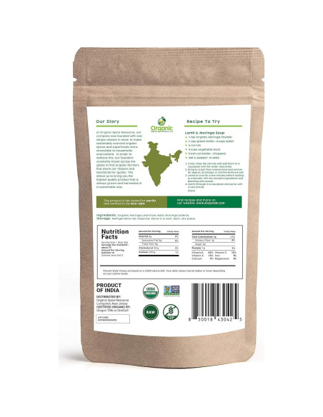 Polvo de Moringa Orgánico 226g - SHOPOSR, 100% Crudo y Natural