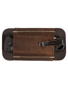 Funda de cuchillo de cuero Qchengsan 11.7x4.8cm EDC marrón