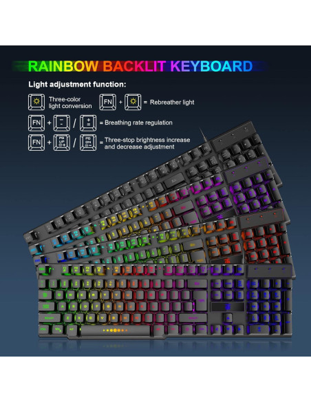 Combo Teclado y Ratón para Juegos SnpurTech RGB Ergonomico