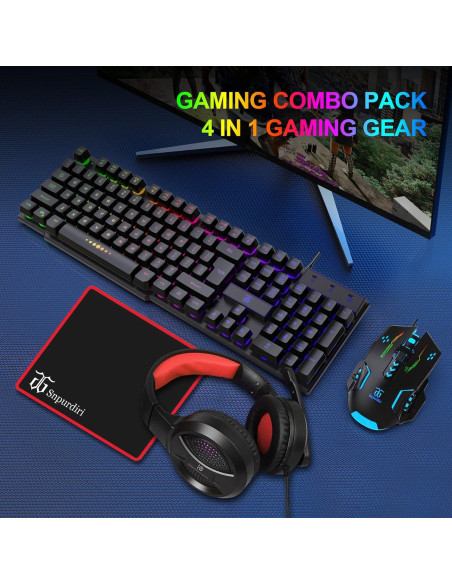 Combo Teclado y Ratón para Juegos SnpurTech RGB Ergonomico