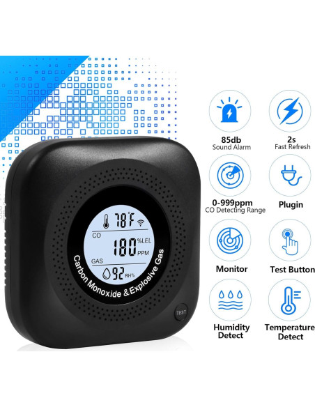 Detector de Monóxido de Carbono y Gas Daffypop YC302 Pro+