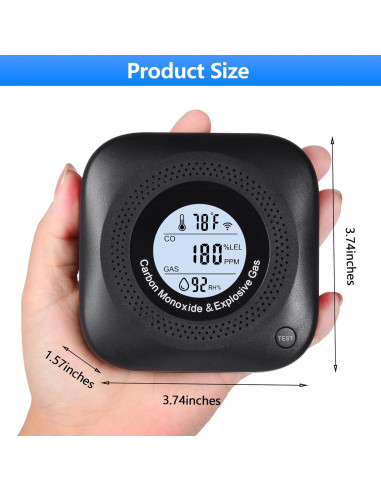 Detector de Monóxido de Carbono y Gas Daffypop YC302 Pro+