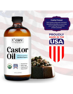 Aceite de Ricino 100% Puro Orgánico C CARE 473ml Prensado en Frío 2