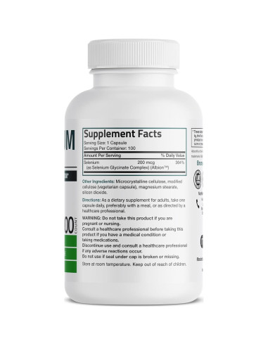 Selenio Bronson 200 mcg - 100 Cápsulas Vegetarianas Queladas