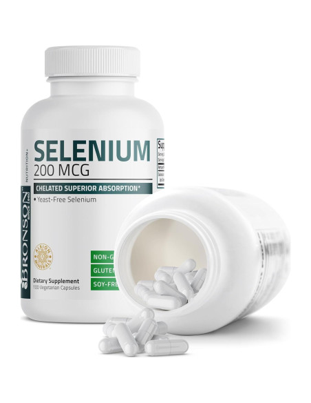 Selenio Bronson 200 mcg - 100 Cápsulas Vegetarianas Queladas