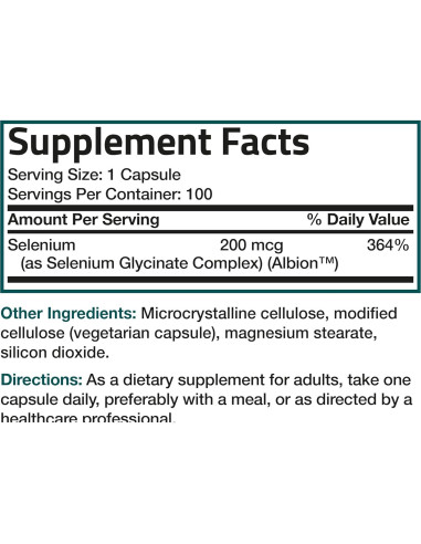Selenio Bronson 200 mcg - 100 Cápsulas Vegetarianas Queladas