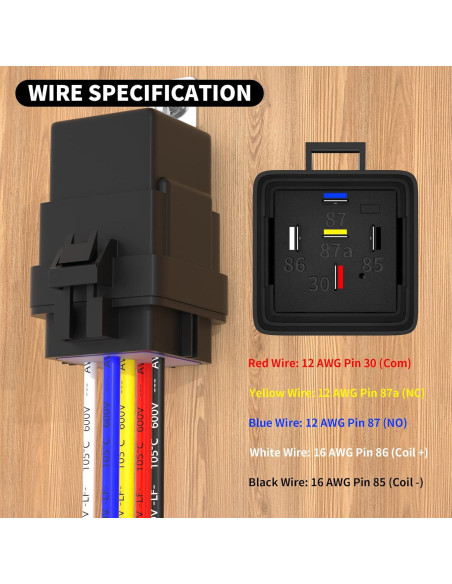 Relé Impermeable 12V DaierTek 8 Pcs 30A/40A con Diodo