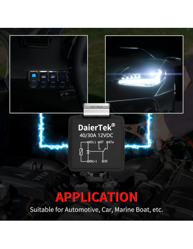 Relé Impermeable 12V DaierTek 8 Pcs 30A/40A con Diodo
