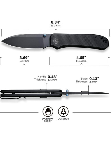 Cuchillo de bolsillo WeKnife Big Banter 9.35 cm G10 Negro