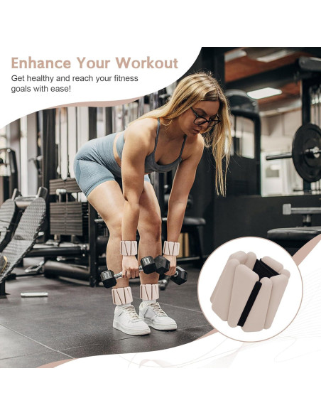 Pesas de Muñeca Ajustables Sdoap 0.45 kg Set de 2 Beige