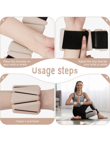 Pesas de Muñeca Ajustables Sdoap 0.45 kg Set de 2 Beige