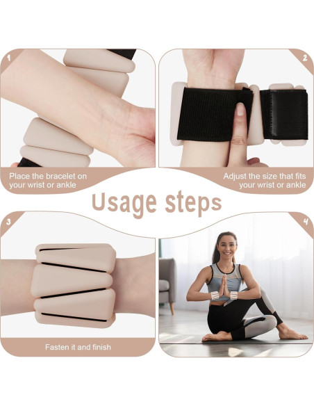 Pesas de Muñeca Ajustables Sdoap 0.45 kg Set de 2 Beige