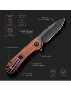 Cuchillo Plegable CIVIVI Elementum C907U D2 7.6 cm Madera 2