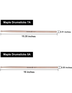 Baquetas 7A Vaisoeny - 12 Pares de Arce para Percusión 2