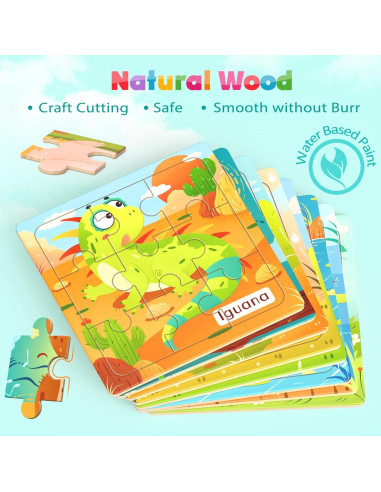 Rompecabezas de Madera Zeoddler para Niños 3-5 Años - 8 Animales