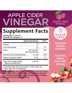 Gomitas de Vinagre de Sidra de Manzana Veganas 1000mg - 60 Unidades 2