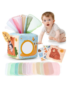 Caja de Pañuelos Hahaland para Bebés 6-12 Meses - Juguete Sensorial